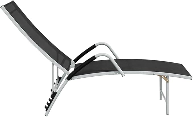 Sun Lounger Textilene and Aluminum Blacktanning Chair Camping Chairs Recliner Patio Suitable for Garden Courtyard