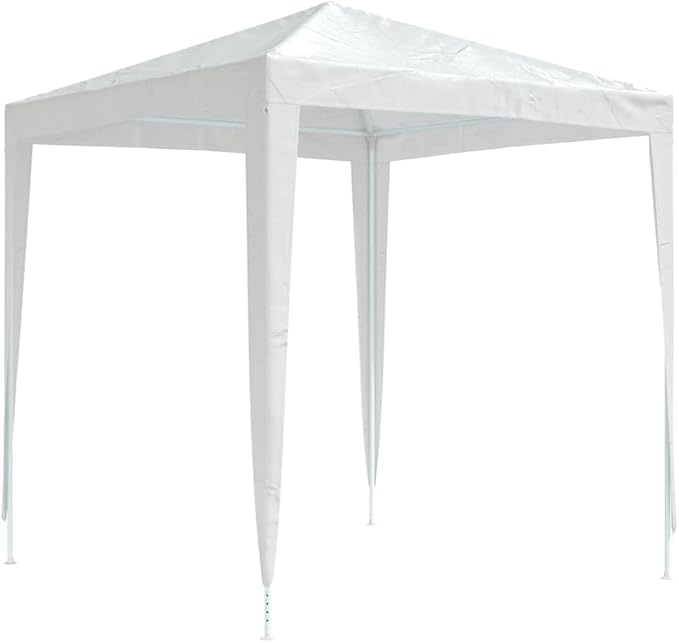 White Polyethylene Party Tent with Iron Frame, 2x2 Meter Outdoor Canopy for Events, Water-Resistant and UV-Resistant, Easy Assembly Shelter for Gatherings