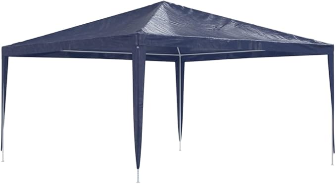 Large Party Tent Blue Polyethylene with Iron Frame, Sturdy Outdoor Shelter for Gatherings, 157.5 x 157.5 Inches, Easy Assembly, Weather-Resistant Fabric, Spacious Canopy