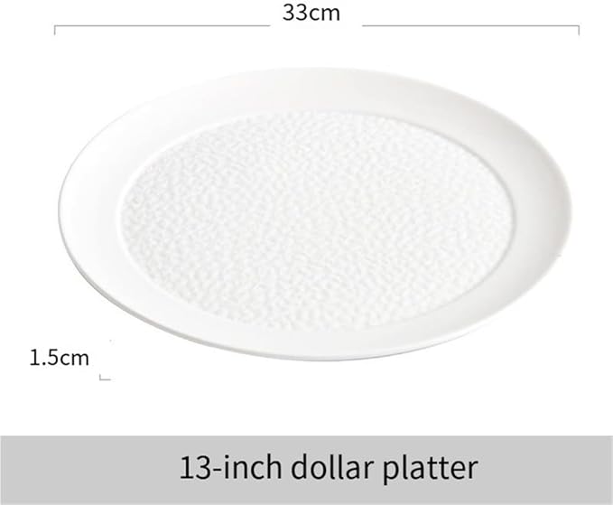 Camping Plates Ceramic Large Plate Vegetable Household Western Steak Flat Hotel Tableware Plates Decorative Plate(13 inches)
