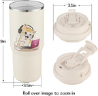 Funkrin Insulated Coffee Mug with Straw & Flip Lid, 24oz Tumbler Cup with Ceramic Coating, Double Wall Vacuum Leak-Proof Travel Mug wiht tea infuser for Office School Party Camping