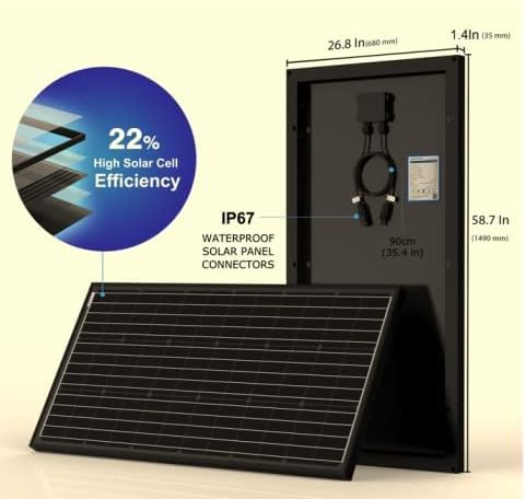 ACOPOWER 400 watt Solar Panels,High Efficiency Black PV Module Power 2x200W Mono RV Solar Panel for 12/24 Volt System,RV Marine Boat Cabin and Other Off Grid System