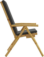 Folding Patio Reclining Chairs 2 pcs with Cushions Bamboo Lounge Chair Camping Chair Lawn Chairs Living Room Chairs for Bedroom Patio Outdoor Dining