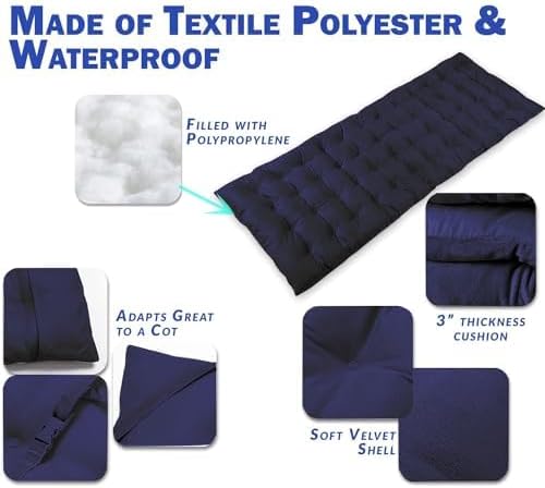 Zento Camping Cot Mattress Foam Pad for Adults – Thick Soft Ultra Comfort Sleeping Pad for Traveling Hiking Outdoor or Indoor Use – Lightweight Easy to Carry Foldable Waterproof Adult Cot Mattress