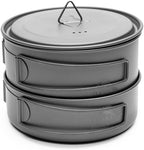 TOAKS Titanium Compact Cookset 2pcs – 800ml Pot and 400ml Pot with Lid，Seamless Nesting Design for Backpacking, Camping, and Outdoor Cooking
