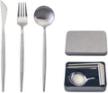 IKXO Folding Camping Cutlery Set Portable Tableware Set Spoon and Fork with Case for Picnic Hiking Thermos Camping Travel Other Outdoor Activities ， Mirror Polished Pocket-sized
