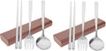 2 Sets Fork Spoon Chopsticks Travel Cutlery Serving Utensils Stainless Steel Travel Set Utensil Set Lunch Utensil Set Chopsticks and Spoon Set Student Portable Chopstick Rest