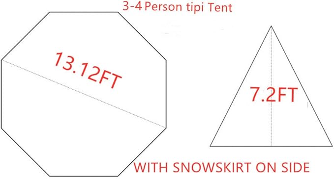 Ultralight 3-4 Person Teepee Tent with Snow-Skirt and Stove Jack Without Mesh Backpacking Outdoor Tent