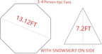 Ultralight 3-4 Person Teepee Tent with Snow-Skirt and Stove Jack Without Mesh Backpacking Outdoor Tent