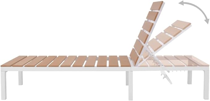 Camping Chairs Beach Chair Patio Furniture Outdoor Chairs Sun Lounger with Table Aluminum WPC and Brown for Sunbathing, Camping, Pool, Beach, Patio