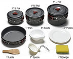 4-5 Persons Outdoor Cookware Sets Camping Tableware Aluminum Pan Pans Plates Bowls Cooking Set for Travel Picnic Hiking