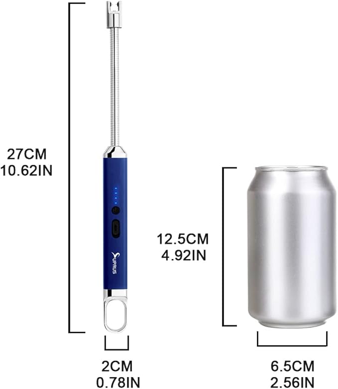 SUPRUS Lighter Rechargeable USB Lighter Arc Electric Lighetrs with Safety Switch 360° Flexible Neck Flameless Grill Long Lighters for Candle Camping Cooking (Dark Blue)