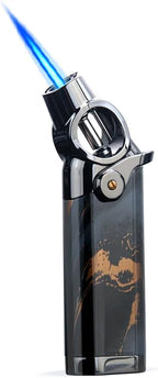 HONEST Single Jet Flame Butane Lighter Refillable Metal Lighters Adjustable Gas Lighter Windproof Lighters Gift for Men (Black)
