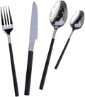 Stainless Steel Silverware Set, 16-Piece Flatware Cutlery, Retro Relief Design, Knife & Fork & Spoon for Home & Hotel Dining, Elegant Tableware, G(Black-4Set)