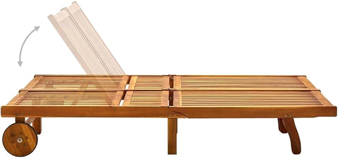 2-Person Patio Sun Lounger with Cushions Solid Acacia Woodrecliner Patio Tanning Chair Camping chairsSuitable for Garden Courtyard