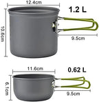 Camping Cookware Pots and Pans Set Nonstick with Mesh Bag Utensil Tableware Camping Equipment for Backpacking Hiking Picnic