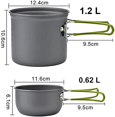 Camping Cookware Pots and Pans Set Nonstick with Mesh Bag Utensil Tableware Camping Equipment for Backpacking Hiking Picnic