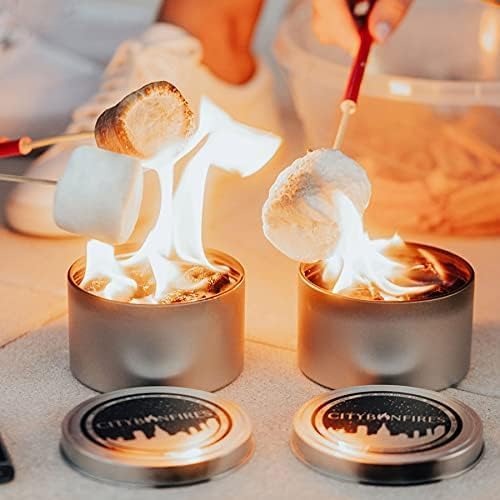 City Bonfires Portable Fire Pit - Mini Fire Pit, Table Top Firepit, No Wood, No Embers, 3-5 Hours of Burn Time - Food Safe for Smores - Lightweight, Emergency Heat, Camping Stove (24-Pack)