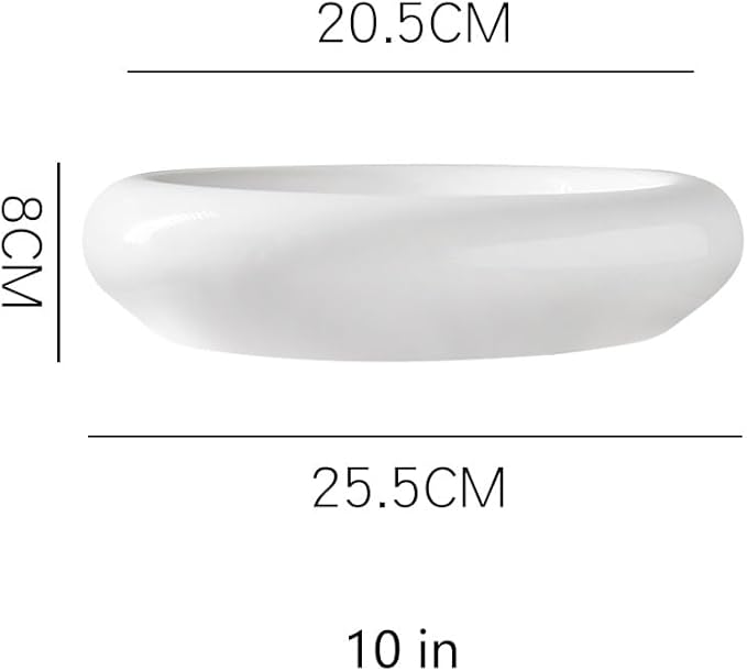 Camping Plates 8-inch White Ceramic Kitchen Tableware Creative Artistic Conception Western Food Plating Hotel Restaurant Cold Dish Bowl Decorative Plate(10 in)