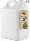 kitchentoolz 2.5 Gallon Water Jug – Heavy-Duty HDPE Carboy for Automotive Used Oil & Liquid Storage – 10 Quart Mixing Container with Secure Lid – Made in USA - White 8 Pack