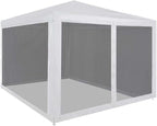 Pemberly Row 9.8' x 9.8' Party Tent, White PE Roof, Heavy-Duty Steel Frame, UV & Water Proof, 4 Mesh Sidewalls with Zipped Entrance, Outdoor Canopy for Events, Weddings, BBQs, Festivals