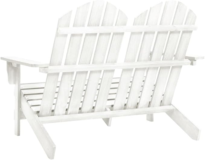 2-Seater Patio Adirondack Chair,Outdoor Chairs,Leisure Chair,Reception Chair,Garden Chair,Decorative Chair,Camping Chair,Conversation Chair,for Patio,Balcony,Party,Solid Wood Fir White
