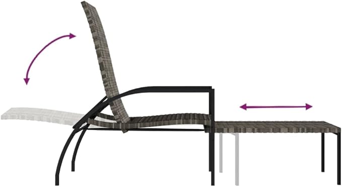 Camping Chairs Beach Chair Patio Furniture Outdoor Chairs Sun Lounger with Footrest PE Rattan Gray for Sunbathing, Camping, Pool, Beach, Patio