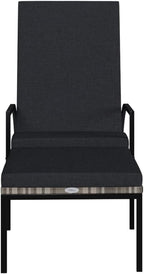 Camping Chairs Beach Chair Patio Furniture Outdoor Chairs Sun Lounger with Footrest PE Rattan Gray for Sunbathing, Camping, Pool, Beach, Patio