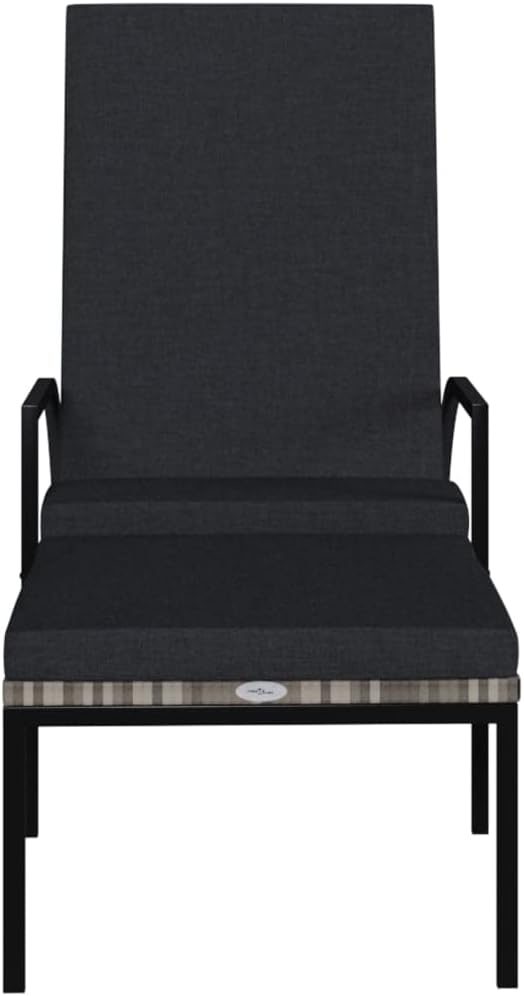 Camping Chairs Beach Chair Patio Furniture Outdoor Chairs Sun Lounger with Footrest PE Rattan Gray for Sunbathing, Camping, Pool, Beach, Patio
