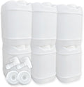 5-Gallon Stackable Water Storage Containers, 5 Gallon Tanks w/8 Lids + 2 Spigots, Easy Fill, Survial Supply Emergency Water Storage for Camping and Disaster Preparedness, RV, 6 Tank, (30 Gallon)