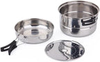 JSEIAJB Stainless Steel Outdoor Pan Set Camping Cookware Portable Frying Pan Steaming Rack Pots Hiking Picnic Cooking Tableware