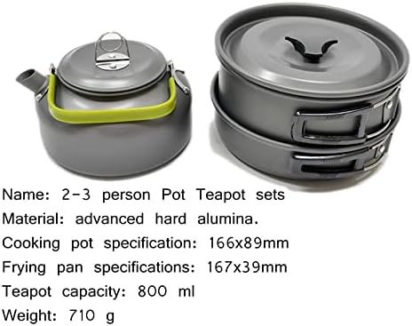 Ultra-Light Aluminum Alloy Camping Cookware Utensils Outdoor Cooking Teapot Picnic Tableware Kettle Pot Frying Pan 3pcs/Set yubin1993