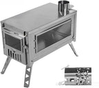 Wood Burning Stove, Portable Tent Stove for Heating,Mini Outdoor Stove,Folding Stove for Cooking, Courtyard, Camping,BBQ,Camp,Touring,Winter,Ice Fishing, Hunting,Include Chimney Pipes(Stainless-304)