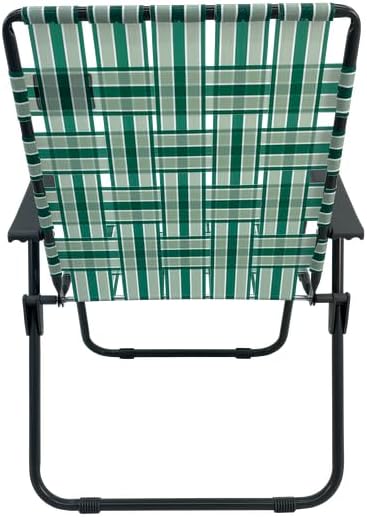 MOUNTAIN SUMMIT GEAR Retro Webbed Camping Chair - Lightweight, Foldable, Durable Steel Frame, 300lb Capacity, Vintage Stripes by Caddis Sports (4, Sage Green)