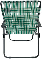 MOUNTAIN SUMMIT GEAR Retro Webbed Camping Chair - Lightweight, Foldable, Durable Steel Frame, 300lb Capacity, Vintage Stripes by Caddis Sports (4, Sage Green)