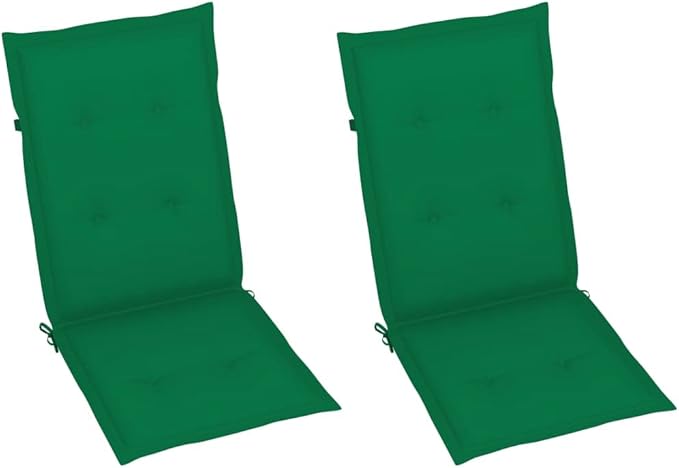 Patio Chairs 2 pcs,Outdoor Folding Chair,Lounge Chair,Portable Camping Chair,Tanning Chairs for Outside,Garden Chair,for Outdoor Patio, Campsite, or Yard, with Green Cushions Solid Teak Wood