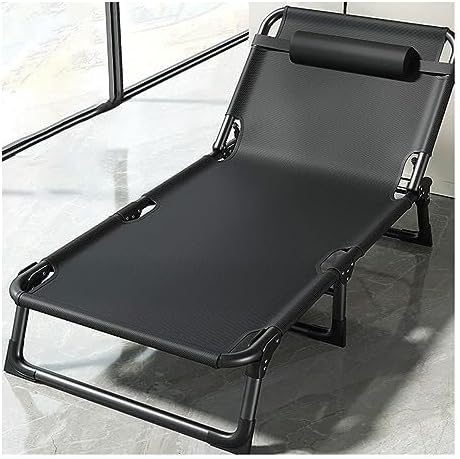 Portable Folding Adult Bed with Removable Pillow, Adjustable Recliner Camping Cot for Office, Beach & Outdoor Use(180x62cm)