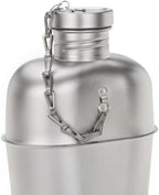 Keith Titanium Ti3061 Pro Plastic-Free Canteen Mess Kit with Stove – Grade 1 Titanium Cookset, 37 oz Bottle, 24 oz & 13.5 oz Cups, Custom MOLLE Field Carry Case with Premium Zippered Pouches