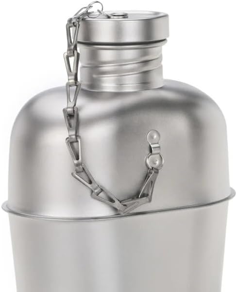 Keith Titanium Ti3061 Pro Plastic-Free Canteen Mess Kit with Stove – Grade 1 Titanium Cookset, 37 oz Bottle, 24 oz & 13.5 oz Cups, Custom MOLLE Field Carry Case with Premium Zippered Pouches