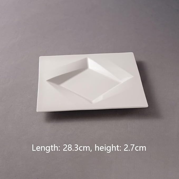 Camping Plates Restaurant Ceramic Tableware Western Steak Dessert Plate Rotating Square Plate White Special-Shaped Plate Decorative Plate
