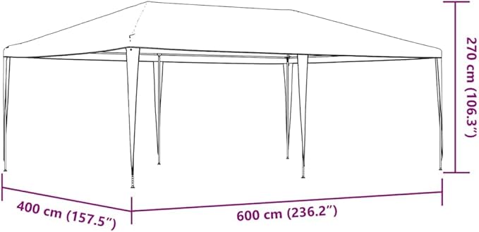 Large Party Tent Anthracite Polyethylene Steel 13.1 x 19.7 ft for Outdoor Gatherings, Durable Water-Resistant Pavilion with Simple Assembly for Weddings Festivals BBQs