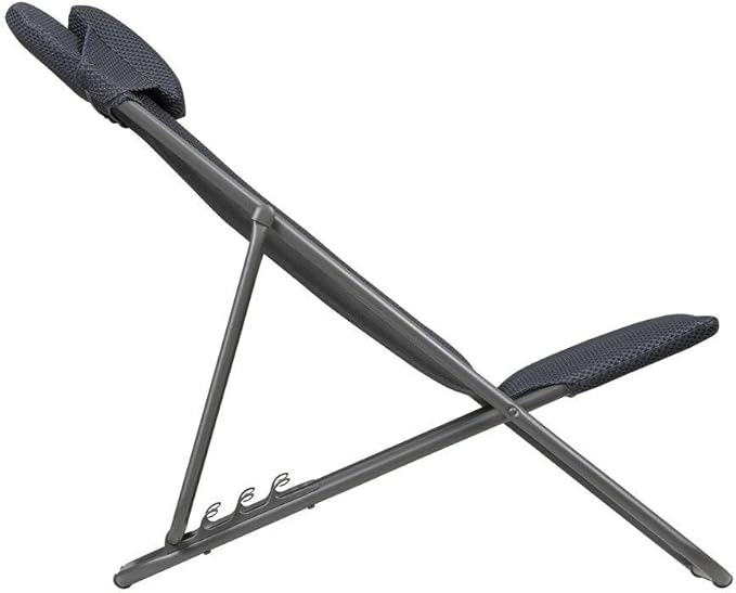 Lafuma Maxi Transat Plus Adjustable Foam Padded Ultra Compact Reclining Foldable Sling Chair with Headrest for Indoors and Outdoors, Dark Gray