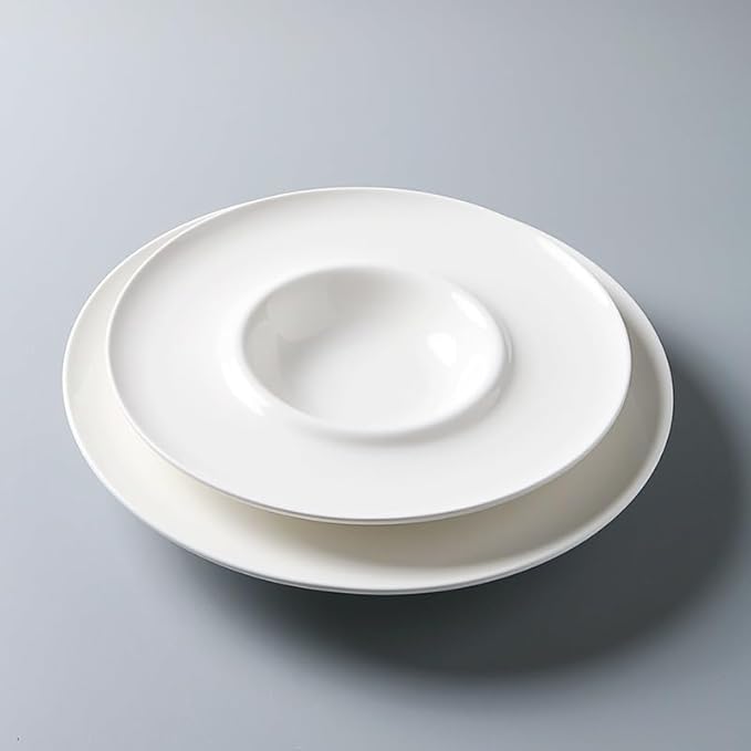 Camping Plates 10.5-inch Hotel Kitchen Tableware Ceramic Flying Saucer Cold Dish Club Restaurant Fusion Special Grass Plate Dinner Decorative Plate(12.5 in)
