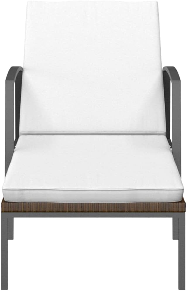 Beach Chair Patio Furniture Outdoor Chairs Camping Chairs Patio Sun Lounger with Cushion Poly Rattan Brown for Patio, Poolside, Beach,Camping