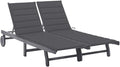 2-Person Patio Sun Lounger with Cushion Gray Solid Acacia Woodoutdoor Lounge Chairs Camping Chairs Tanning Chair Recliner chairSuitable for Gardens, courtyards