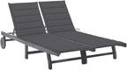 2-Person Patio Sun Lounger with Cushion Gray Solid Acacia Woodoutdoor Lounge Chairs Camping Chairs Tanning Chair Recliner chairSuitable for Gardens, courtyards