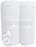 5-Gallon Stackable Water Storage Containers, 5Lids + 1 Spigot, Easy Fill, Survial Supply Emergency Water Storage for Camping and Disaster Preparedness, RV, 20 Gallon (4 Tanks)