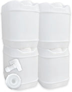 5-Gallon Stackable Water Storage Containers, 5Lids + 1 Spigot, Easy Fill, Survial Supply Emergency Water Storage for Camping and Disaster Preparedness, RV, 20 Gallon (4 Tanks)