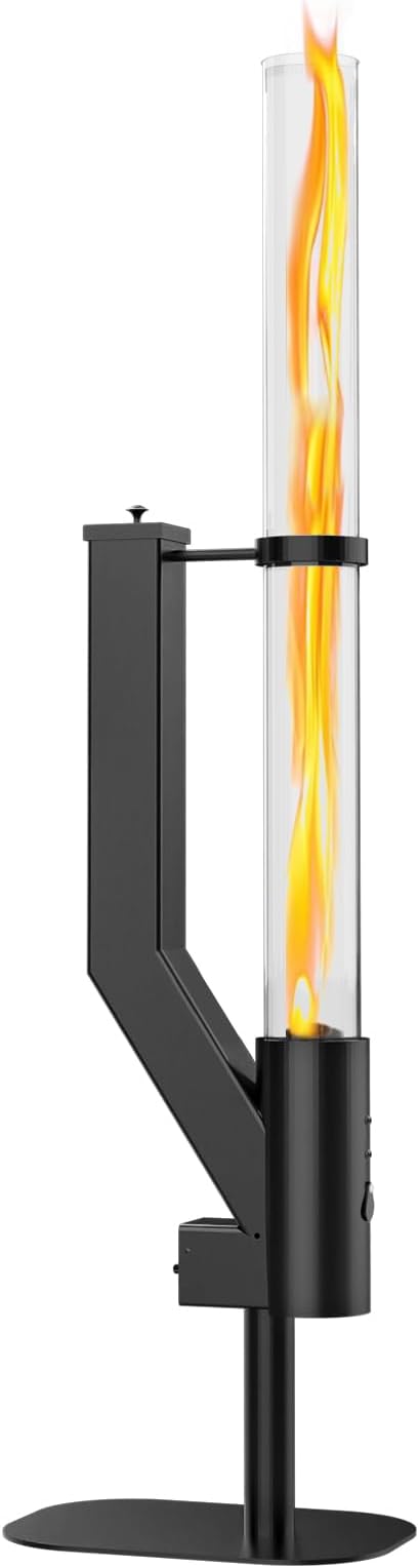 Rayzi 58 Inch Pellet Stove, Patio Heater Wood Pellet Heater, Pellet Fire Pit for Outdoor - Smokeless Wood Pellet Burning Flame, Outside Backyard Bonfire, Fireplace for Camping Patio Garden Picnic