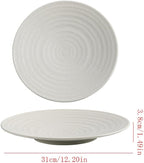 Camping Plates Serving Tray Tray Multifunctional Ceramic Thread Western Food Plate Embossed Steak Plate Flat Plate Household Dishes Hotel Tableware Decorative Plate(Large)